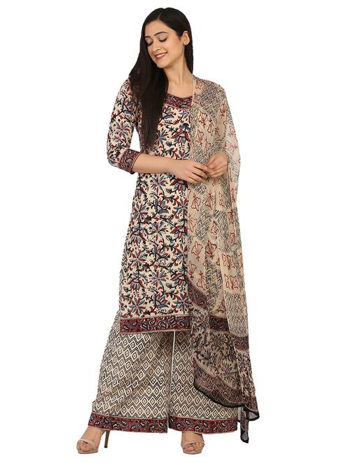 cream unstitched suit - 17603429 - Very Small Image - 1