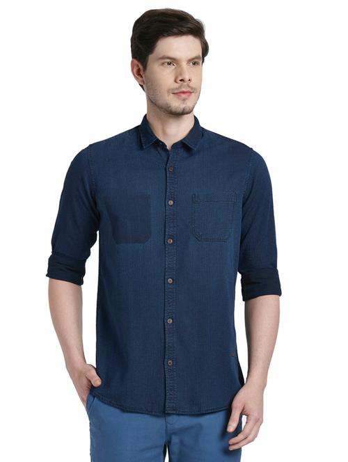 navy blue solid casual shirt - 17603485 - Very Small Image - 1