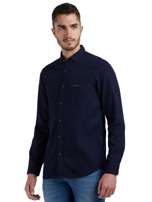 navy blue solid casual shirt - 17603526 - Very Small Image - 1