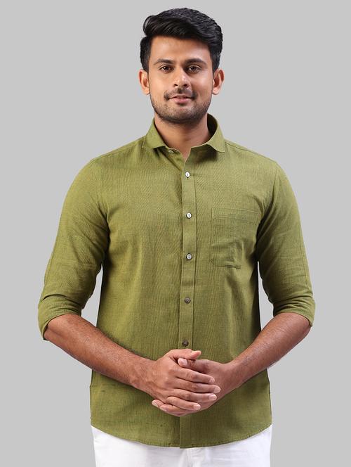 olive green solid casual shirt - 17603582 - Very Small Image - 1
