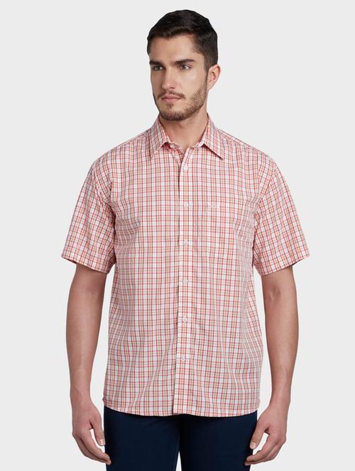 orange checkered casual shirt - 17603644 - Very Small Image - 1