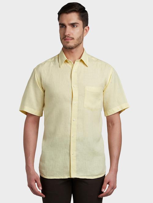 yellow solid linen casual shirt - 17603648 - Very Small Image - 1
