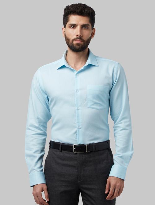 light blue self design formal shirt - 17603933 - Very Small Image - 1