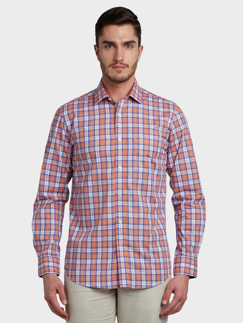 orange checkered casual shirt - 17603995 - Very Small Image - 1