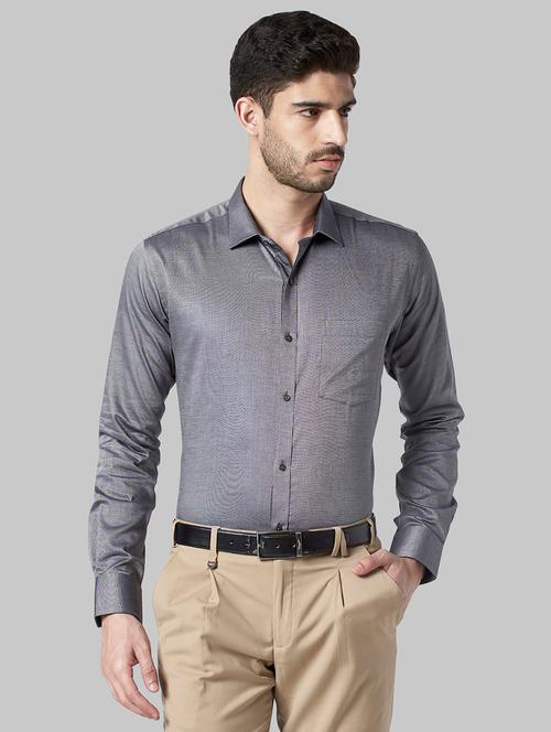 grey self design formal shirt - 17604099 - Very Small Image - 1