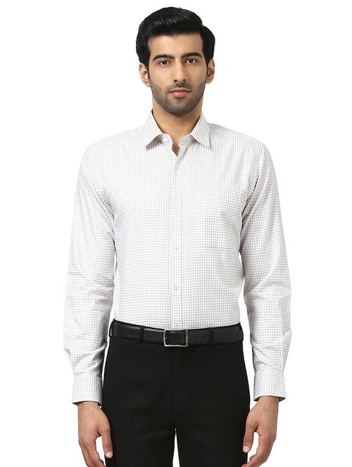 off white checkered formal shirt - 17604201 - Very Small Image - 1