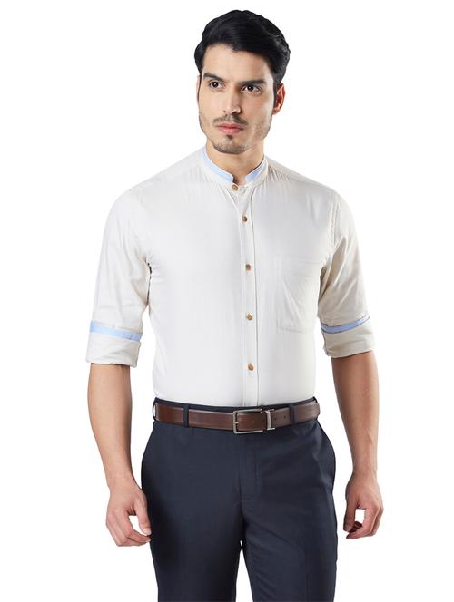 grey solid formal shirt - 17604311 - Very Small Image - 1