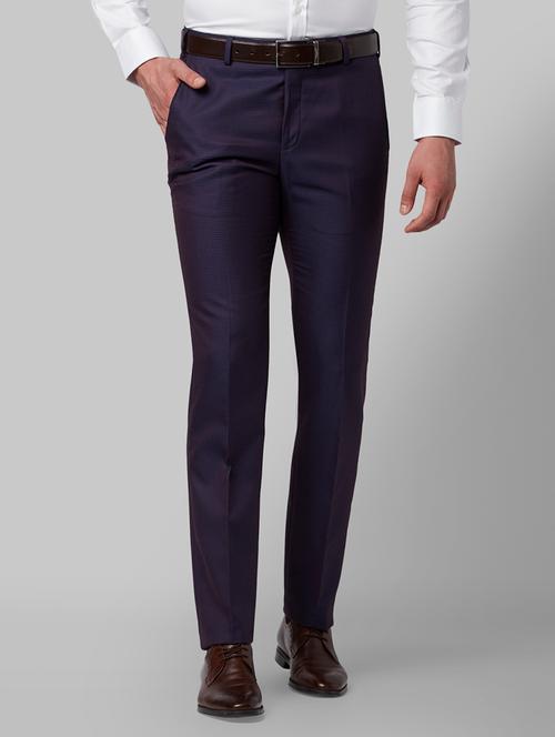 purple textured flat front formal trouser - 17604652 - Very Small Image - 1