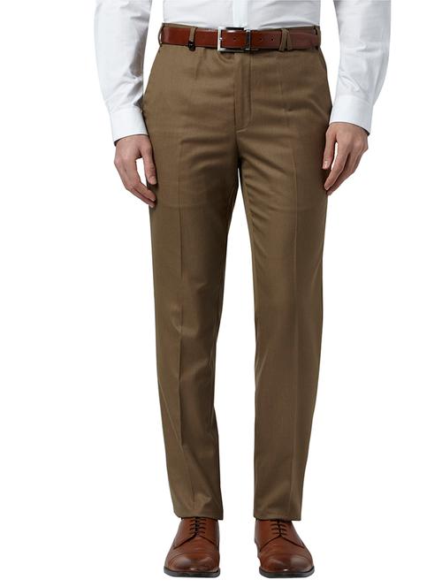 khaki textured flat front formal trouser - 17604770 - Very Small Image - 1