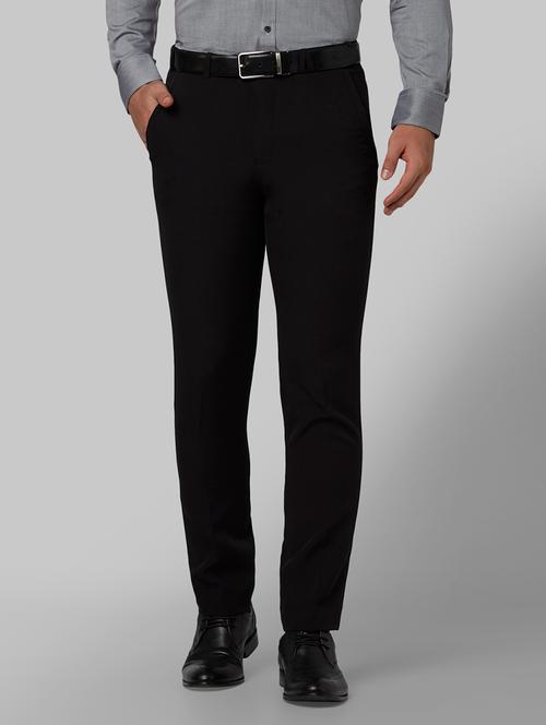 black solid flat front formal trouser - 17604772 - Very Small Image - 1