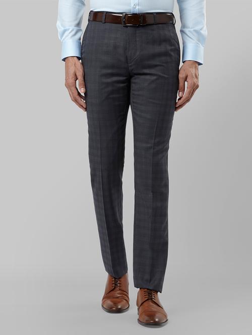grey checkered flat front formal trouser - 17604795 - Very Small Image - 1