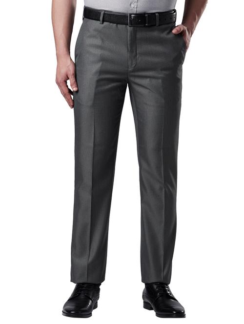 grey textured flat front formal trouser - 17604960 - Very Small Image - 1