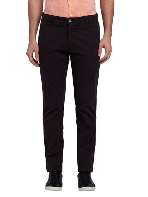 brown solid flat front casual trouser - 17604966 - Very Small Image - 1