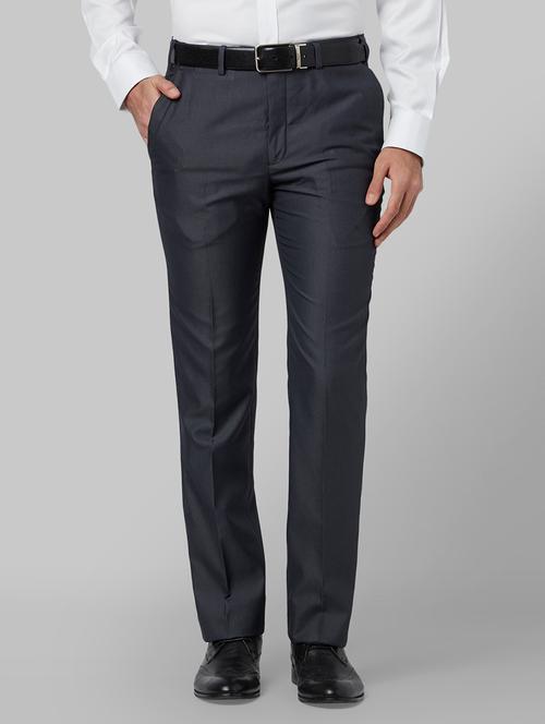 grey textured flat front formal trouser - 17604974 - Very Small Image - 1
