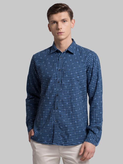 blue checkered casual shirt - 17605413 - Very Small Image - 1