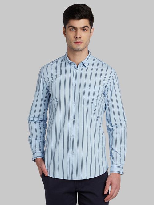 blue striped casual shirt - 17605416 - Very Small Image - 1