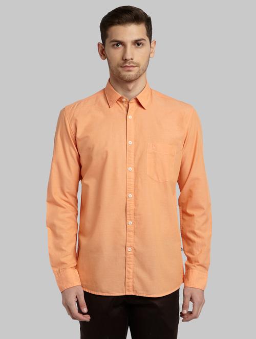 orange solid casual shirt - 17605485 - Very Small Image - 1