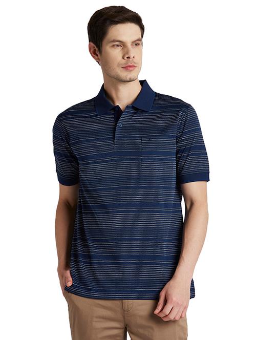 navy blue striped polo t-shirt - 17605740 - Very Small Image - 1