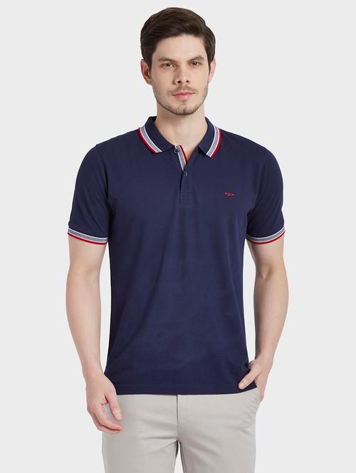 navy blue solid polo t-shirt - 17605824 - Very Small Image - 1