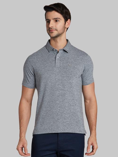 grey self design polo t-shirt - 17606042 - Very Small Image - 1
