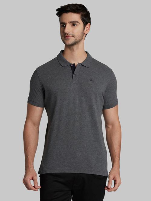 grey solid polo t-shirt - 17606066 - Very Small Image - 1
