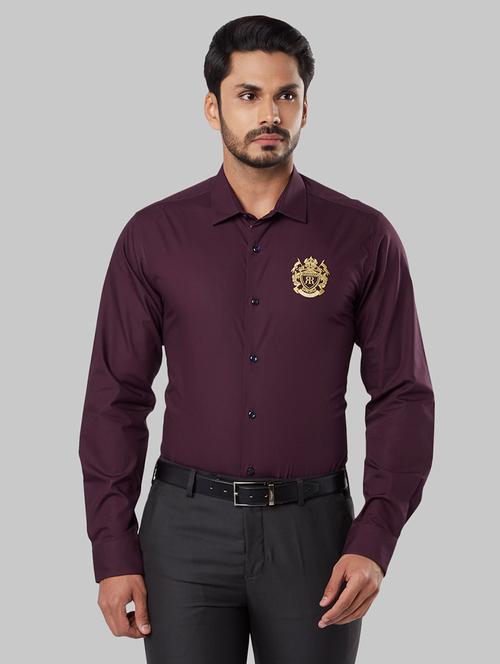 maroon solid formal shirt - 17606072 - Very Small Image - 1