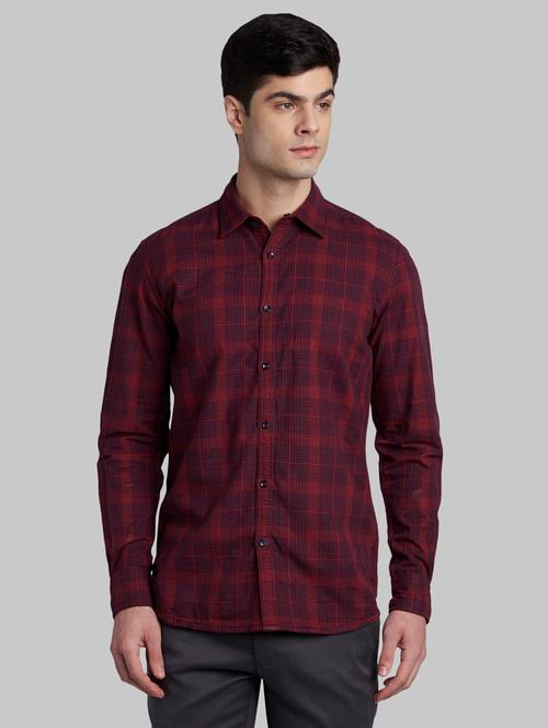 maroon checkered casual shirt - 17606077 - Very Small Image - 1