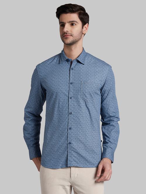 blue printed casual shirt - 17606081 - Very Small Image - 1