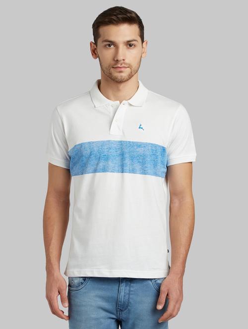 white color block polo t-shirt - 17606114 - Very Small Image - 1