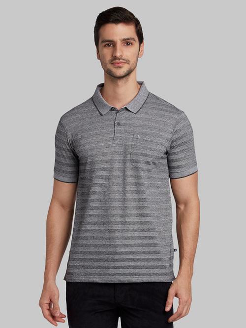grey self design polo t-shirt - 17606168 - Very Small Image - 1