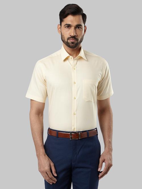 yellow self design formal shirt - 17606211 - Very Small Image - 1