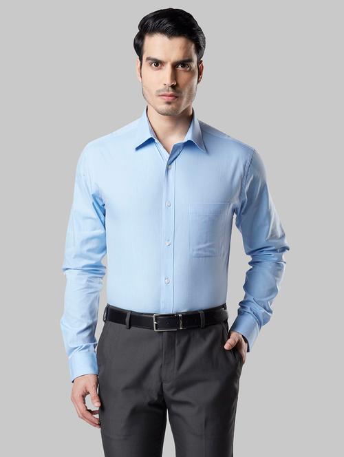 blue solid formal shirt - 17606255 - Very Small Image - 1