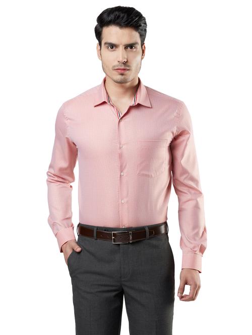 orange checkered formal shirt - 17606340 - Very Small Image - 1