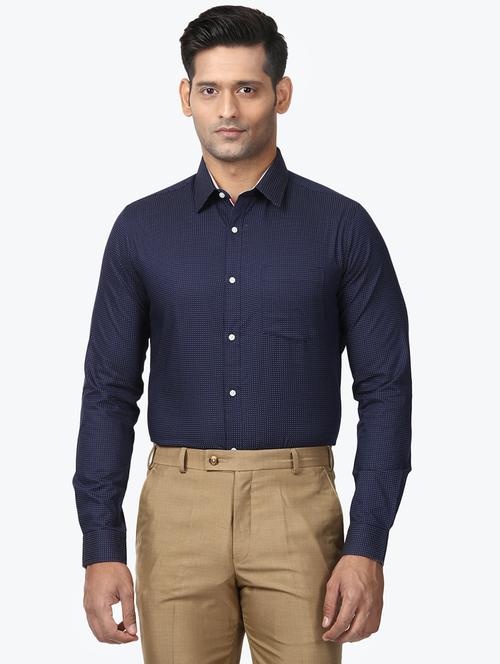 navy blue printed formal shirt - 17606346 - Very Small Image - 1