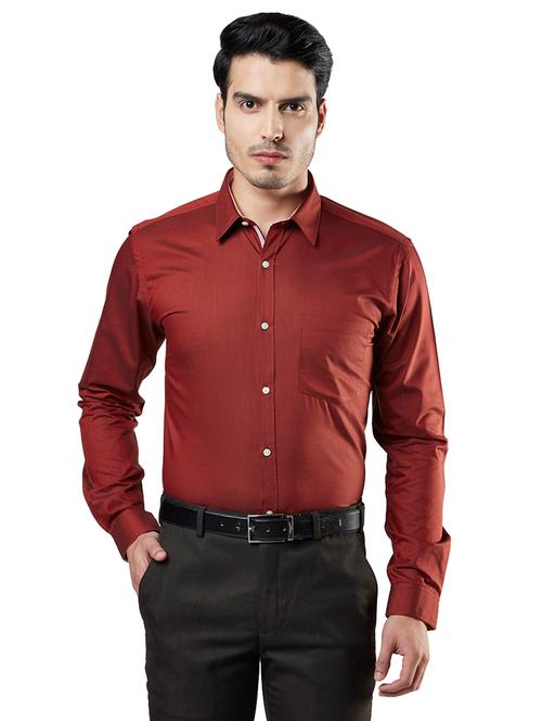 brown solid formal shirt - 17606373 - Very Small Image - 1