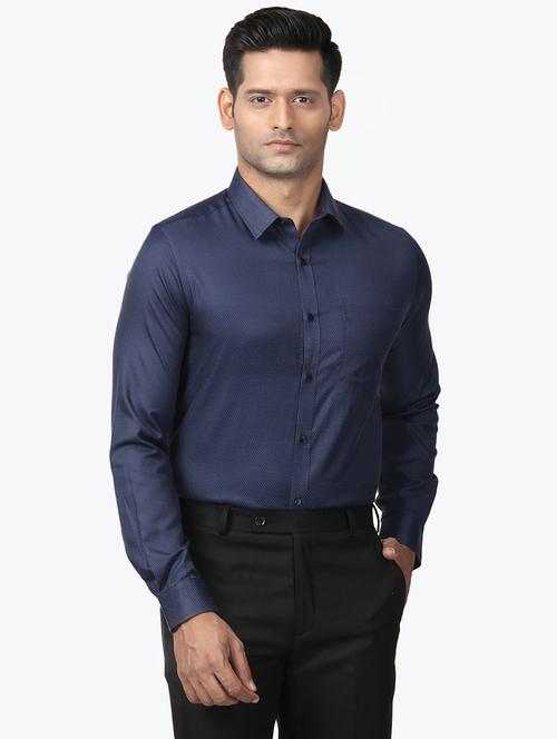 navy blue printed formal shirt - 17606411 - Very Small Image - 1