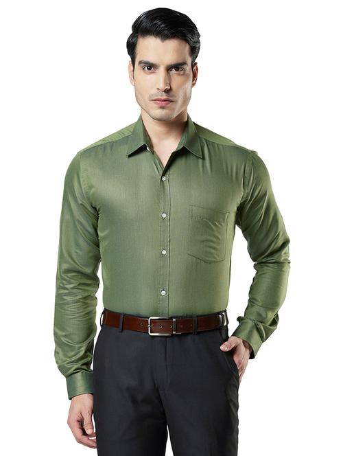 green solid formal shirt - 17606417 - Very Small Image - 1