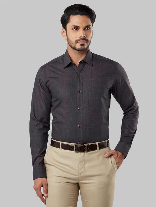 grey solid formal shirt - 17606425 - Very Small Image - 1