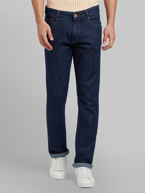 navy blue plain denim jeans - 17606584 - Very Small Image - 1