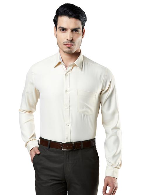 yellow self design formal shirt - 17606606 - Very Small Image - 1