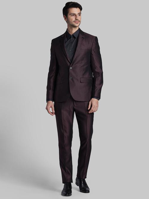 maroon self design single breasted suit - 17607002 - Very Small Image - 1