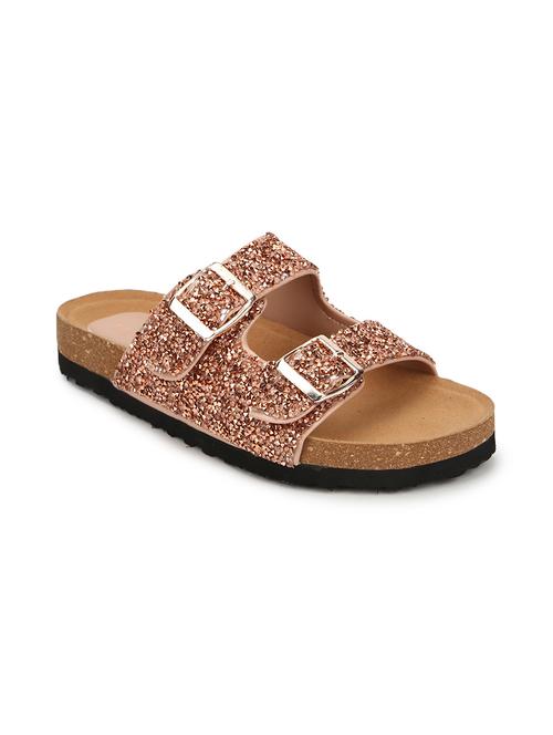 gold pu slip on sandals - 17607144 - Very Small Image - 1