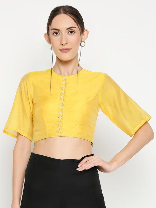 yellow art silk solid blouse - 17607211 - Very Small Image - 1