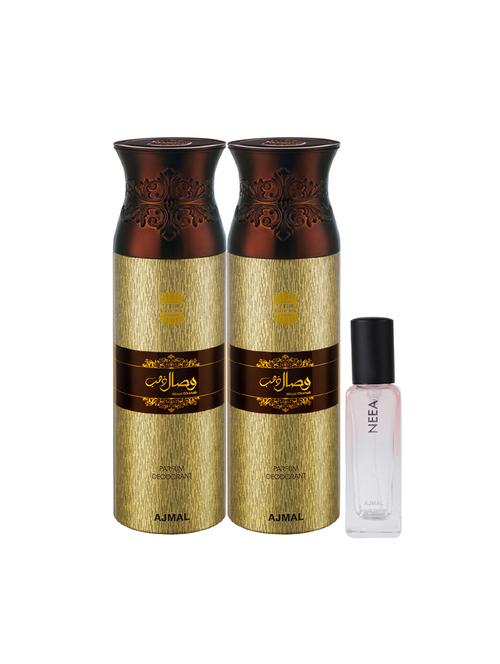 ajmal 2 wisal dhahab deo & neea edp of 20ml pack of 3 (total 420ml) for unisex + 2 parfum testers - 17607219 - Very Small Image - 1