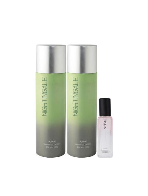 ajmal 2 nightingale deo each 200ml & neea edp 20ml (total 420ml) for unisex + 2 parfum testers - 17607234 - Very Small Image - 1