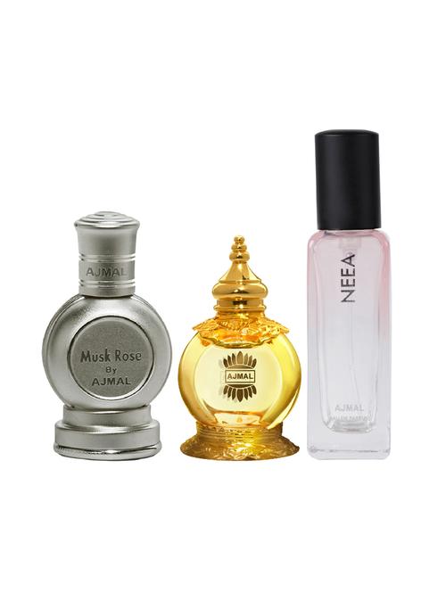 ajmal musk rose and mukhallat al wafa each of 12ml & neea edp of 20ml (total 44ml) for unisex + 2 parfum testers - 17607243 - Very Small Image - 1