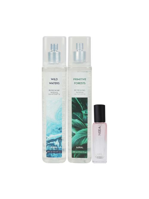 ajmal wild waters & primitive forest edt each 250ml & neea edp 20ml (total 520ml) for unisex + 2 parfum testers - 17607251 - Very Small Image - 1