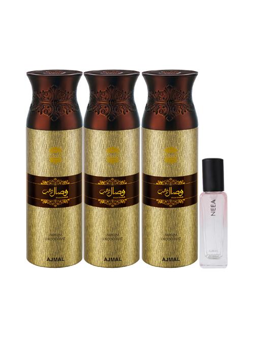ajmal 3 wisal dahab deo 200ml & neea edp 20ml pack of 4 (total 620ml) for men & women (4 items in the set) - 17607266 - Very Small Image - 1
