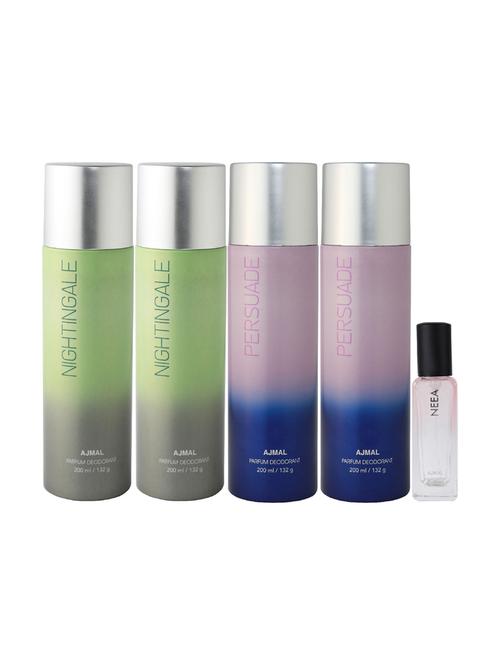 ajmal 2 distraction & 2 persuade deo each 200ml & neea edp 20ml (total 820ml) for unisex + 2 parfum testers - 17607301 - Very Small Image - 1