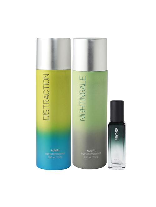 ajmal distraction & nightingale deo each 200ml & prose edp 20ml (total 420ml) for unisex + 2 parfum testers - 17607308 - Very Small Image - 1